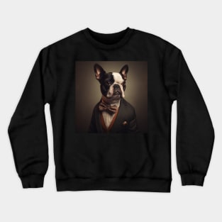 Boston Terrier Dog in Suit Crewneck Sweatshirt